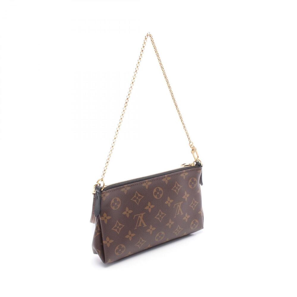 Louis Vuitton Pallas Clutch Monogram Handbag Canvas Leather Brown Black